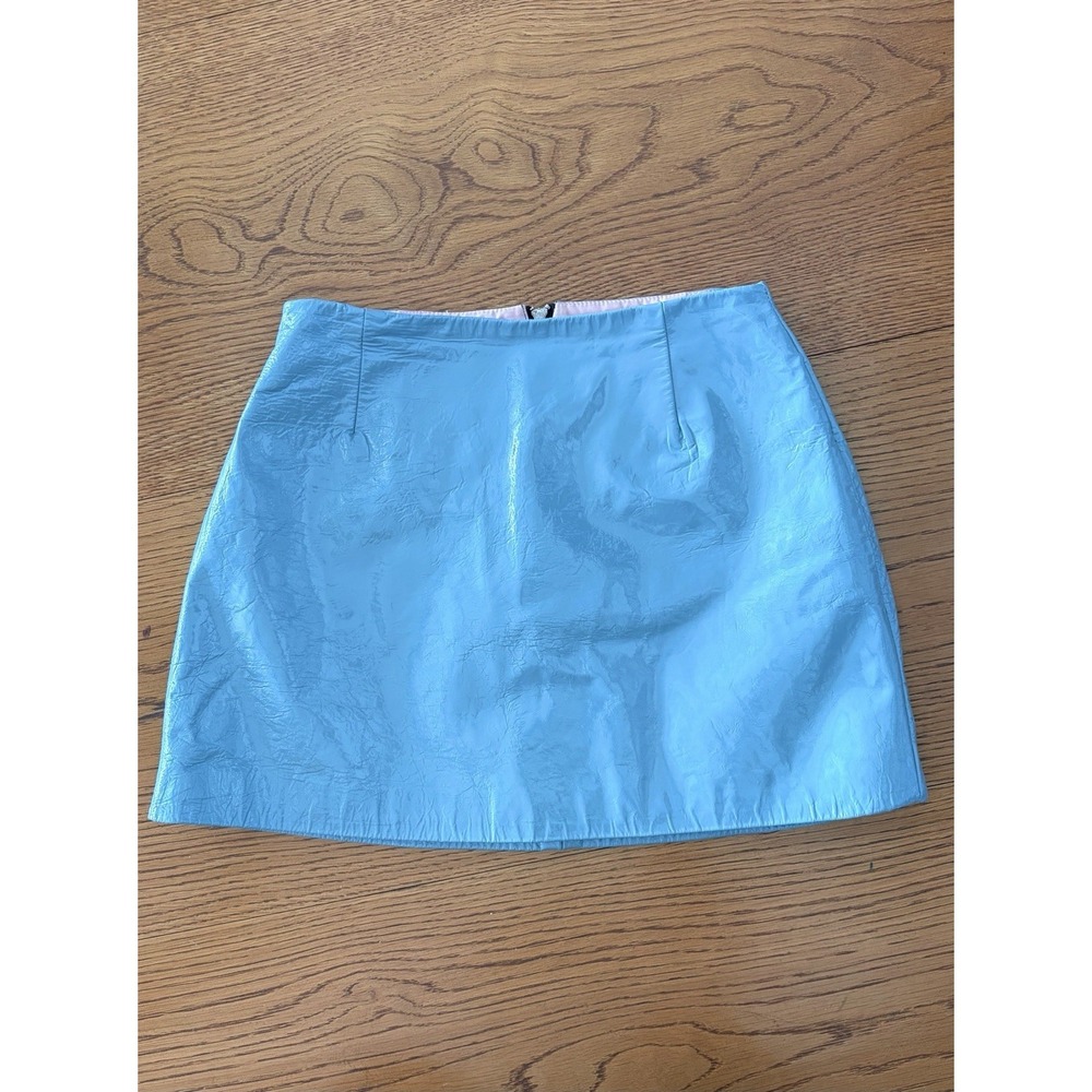 Fleamadonna Patent Sheepskin Leather Blue Mini Skirt XS made In Korea